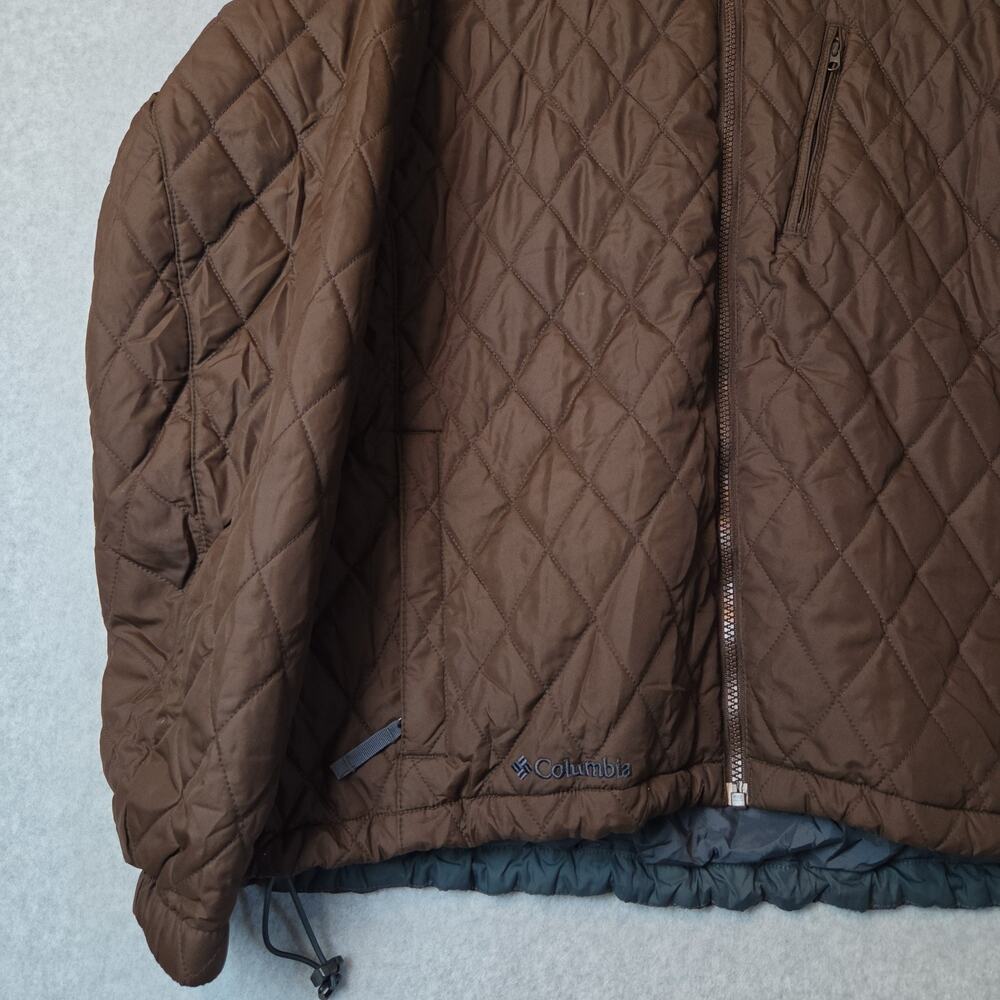 Columbia Interchange Brown LS Quilted Zip Up Puffer Jacket Women's XL Pockets - Picture 5 of 12